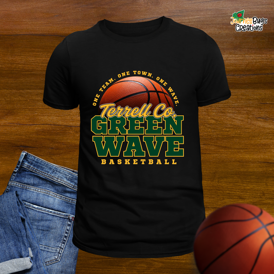 Greenwave Basketball “One Team, One Town, One Wave” Tee