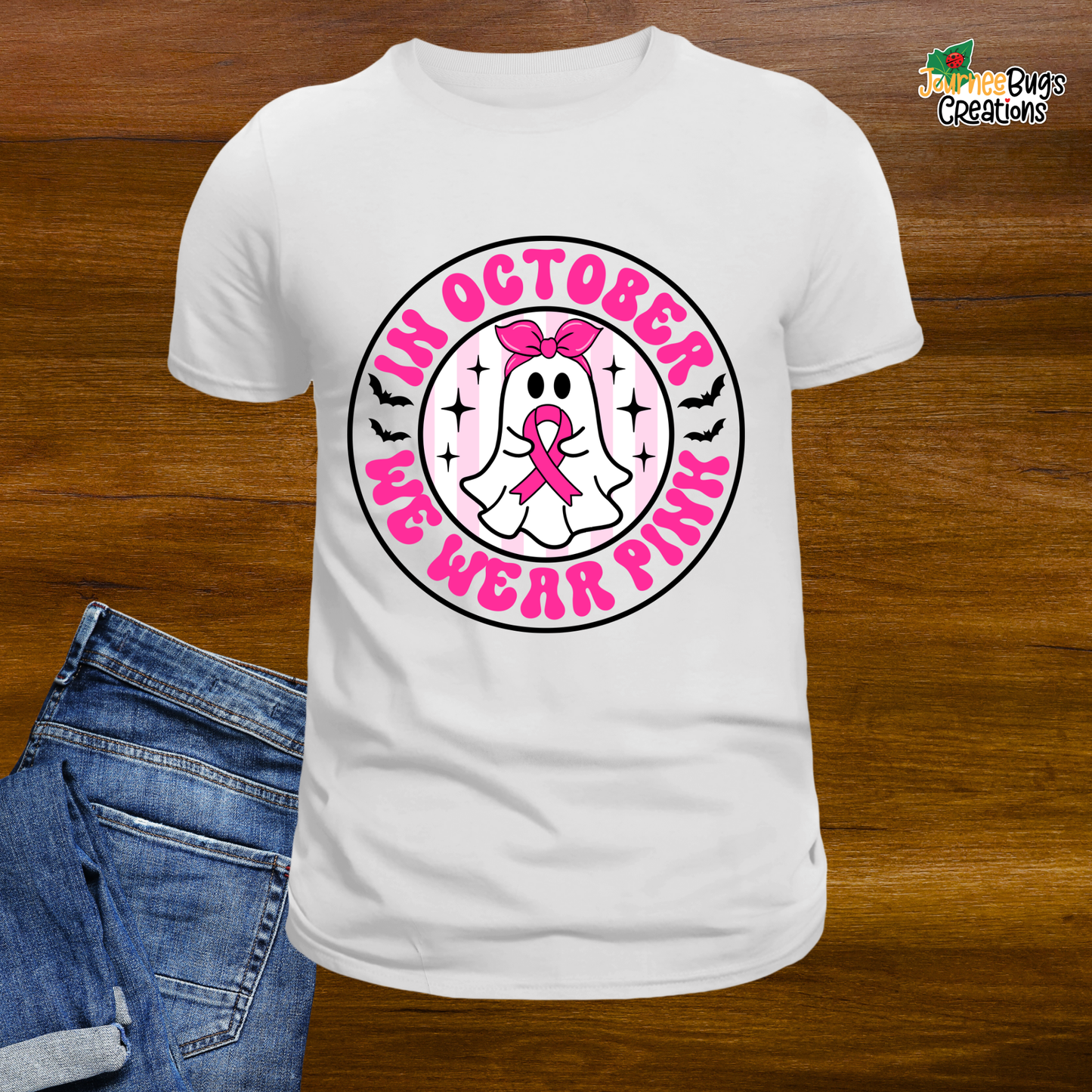 👻 In October We Wear Pink Ghost Tee 🎀