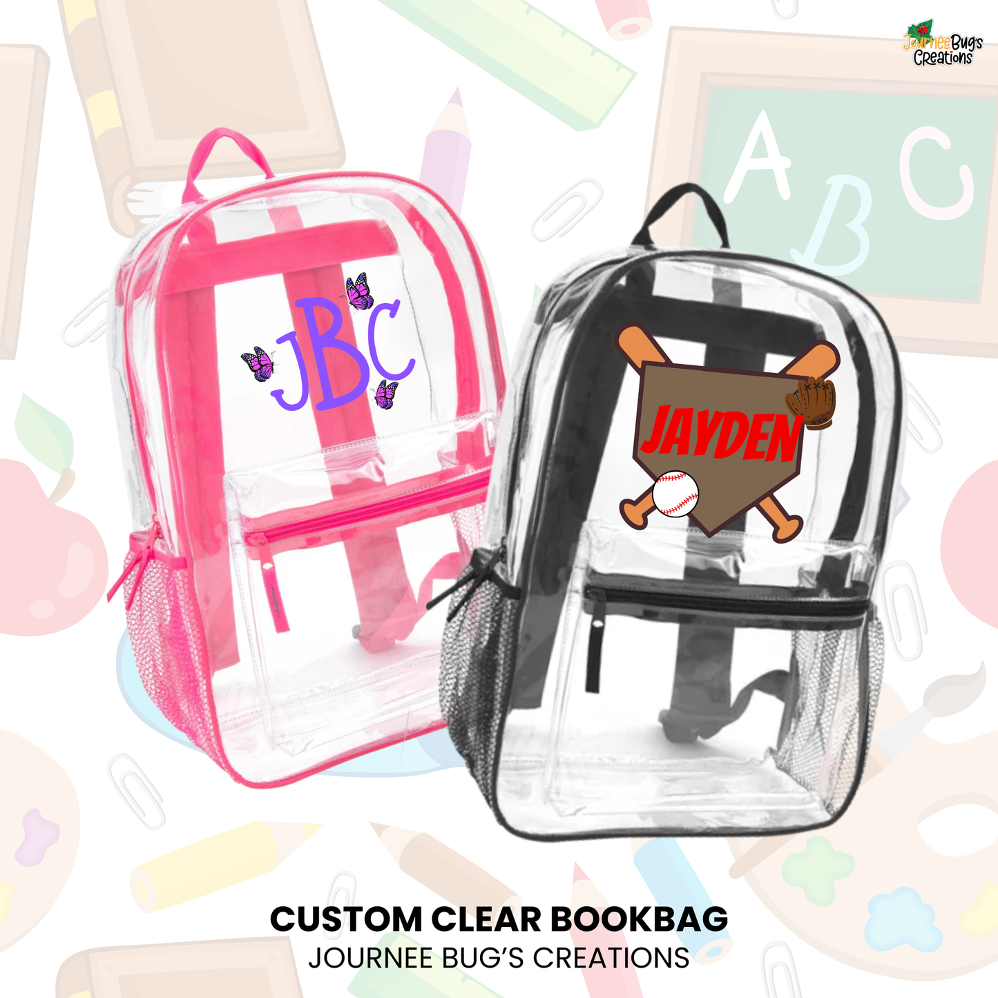 Custom Clear Bookbag - Design
