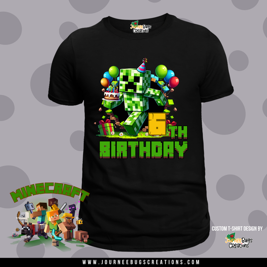 Minecraft Birthday Shirt – Custom Party Tee